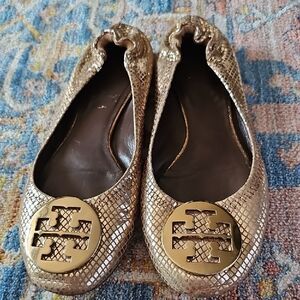 Tory Burch Metallic Gold Loafers